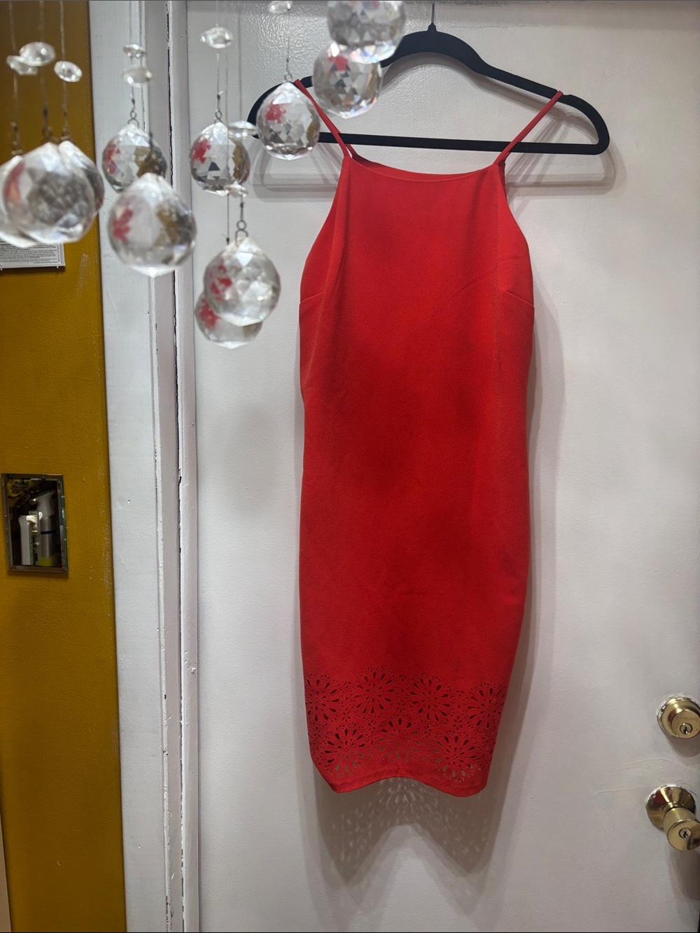 Banana Republic Red Spaghetti-Strap Mini Dress with Laser-Cut Hem